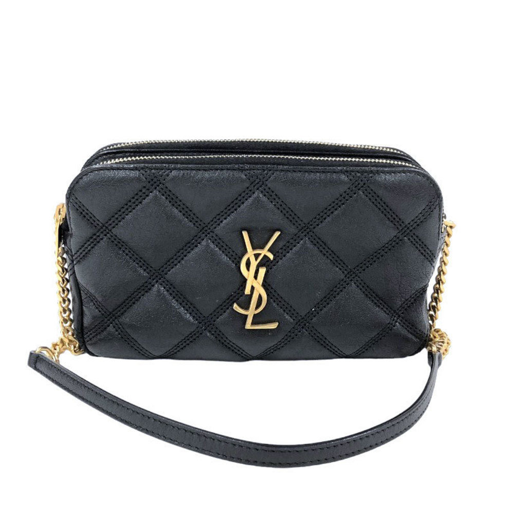 Saint Laurent Becky Chain Shoulder Bag Leather Black